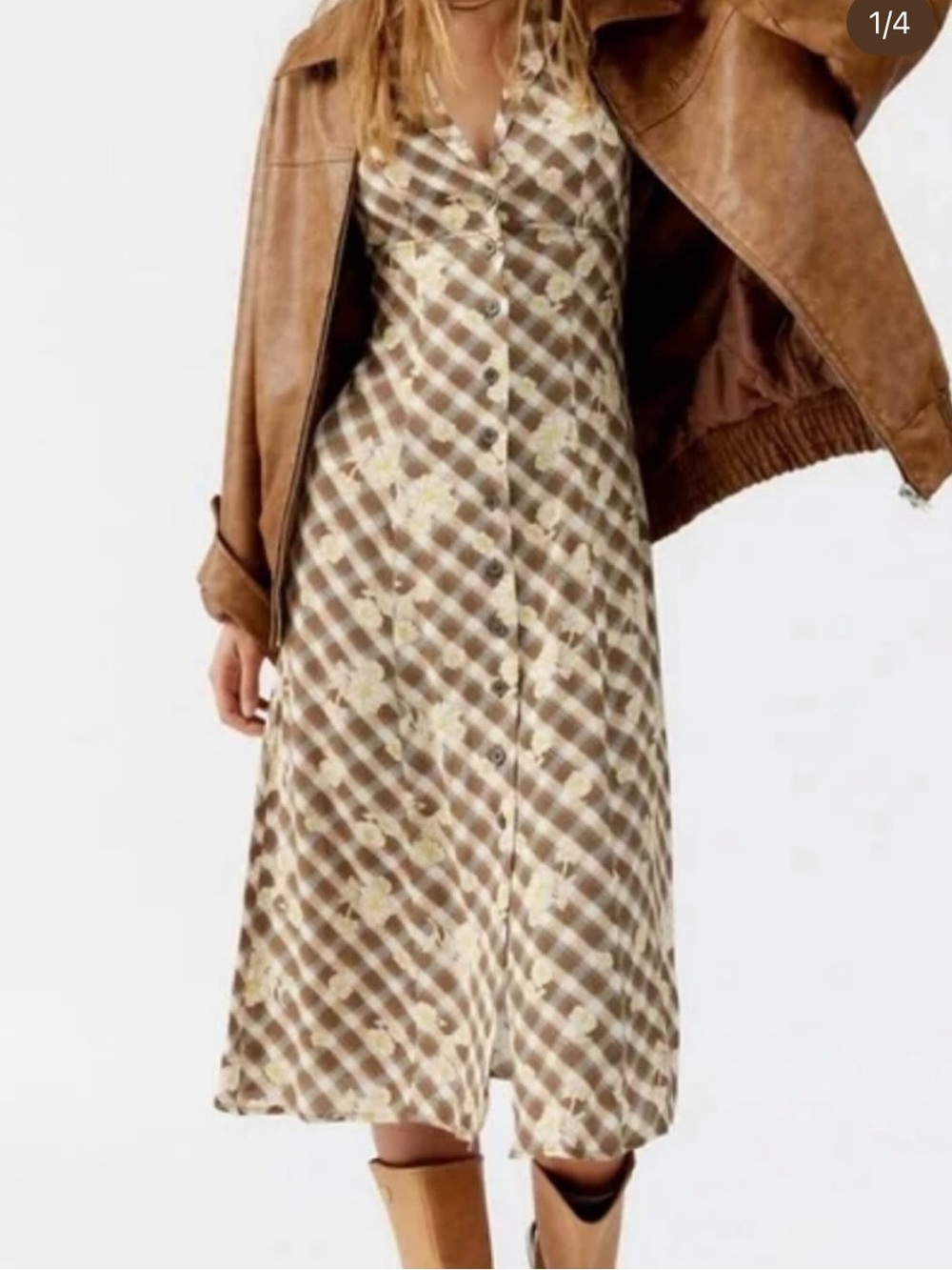 Urban Outfitters brown checker halter midi dress